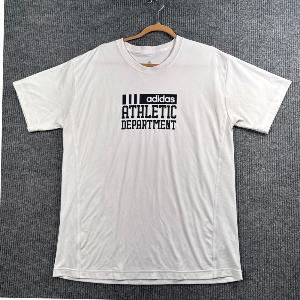 Adidas T-Shirt Mens XL White Athletic Department Graphic Short Sleeve Tee